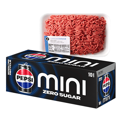 Pepsi 10-pk. 7.5-oz Mini Can and 1-lb of Publix Ground Meat